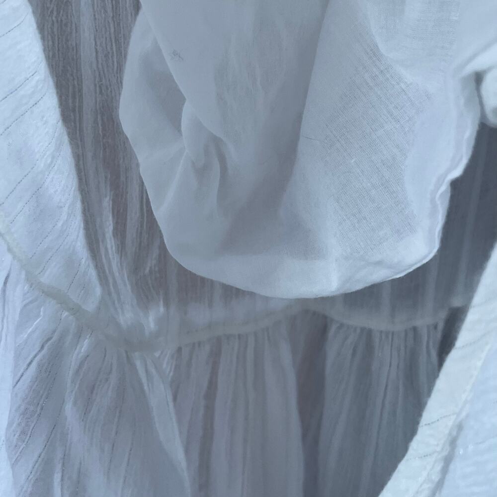 Veronica Beard White Tinzia Dress Midi Length Ruffle Hem Size L - Picture 10 of 14